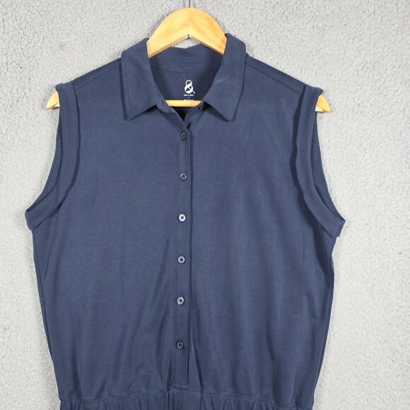 Lou & Grey Sandwashed Utility Romper Women Size S Navy Coastal Sailor Beachy NWT - Picture 2 of 14